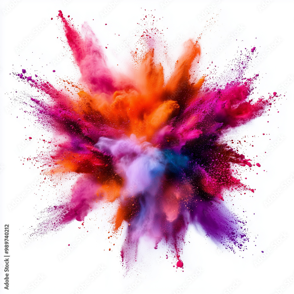 colorful fun bright powder explosion clouds isolated on white background colorful fun bright powder explosion clouds isolated on white background