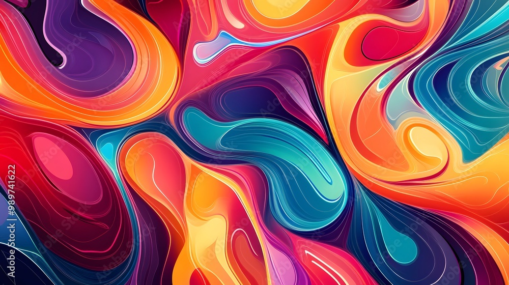 45. A vibrant abstract design with swirling lines and bright hues 45. A vibrant abstract design with swirling lines and bright hues