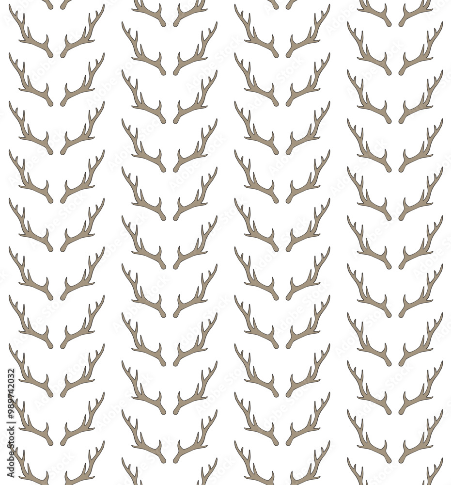 Fototapeta premium Vector seamless pattern of hand drawn sketch doodle colored deer horns isolated on white background