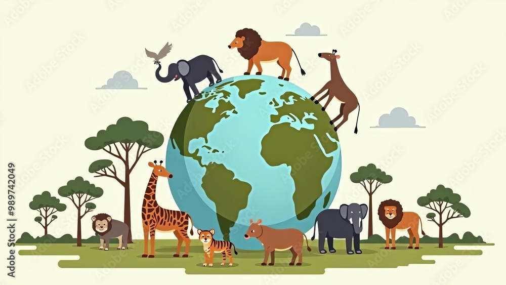 Naklejka premium Animal Diversity: Global Wildlife Conservation and Ecosystem Balance