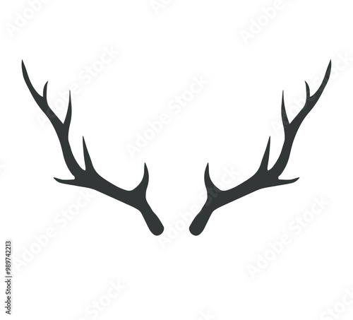 Vector hand drawn sketch doodle deer horns isolated on white background