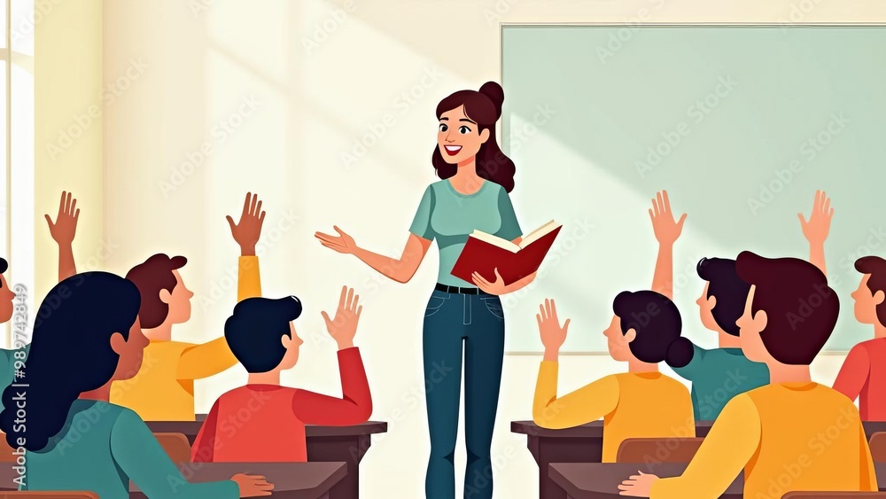 Classroom Teaching: Enthusiastic Teacher Engaging Students in Interactive Learning Session Classroom Teaching: Enthusiastic Teacher Engaging Students in Interactive Learning Session