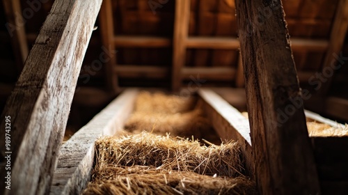 Close-Up of Hay in an Old Barn