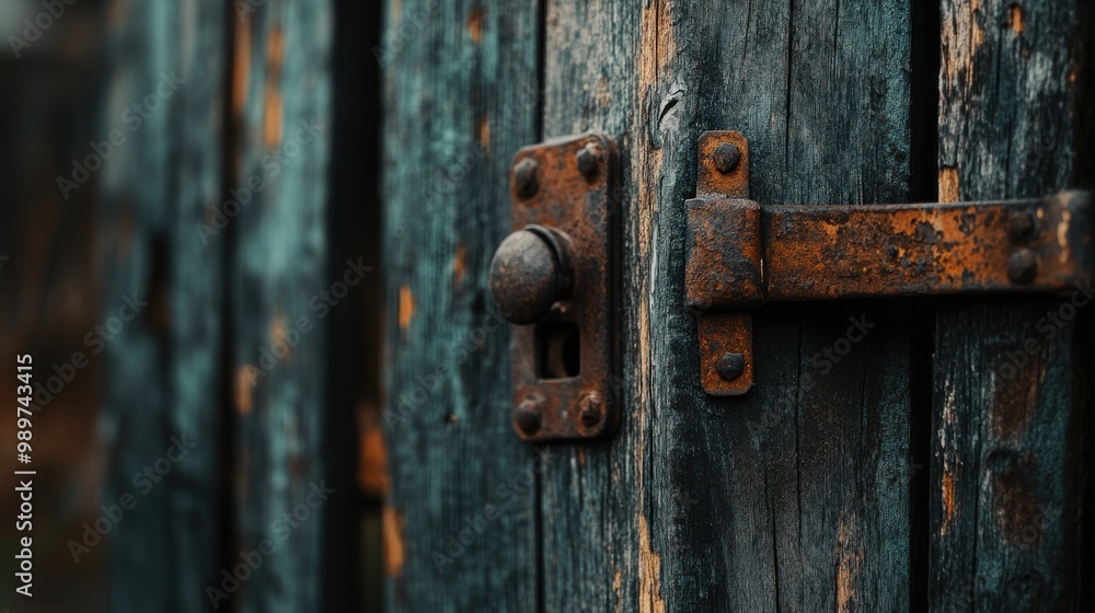 Rustic Wooden Door with Rusty Hinge Rustic Wooden Door with Rusty Hinge