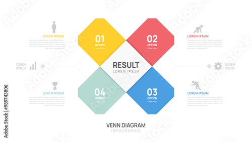 Infographic geometric Venn diagram chart template for business start up presentation with venn diagram elements vector illustration.
