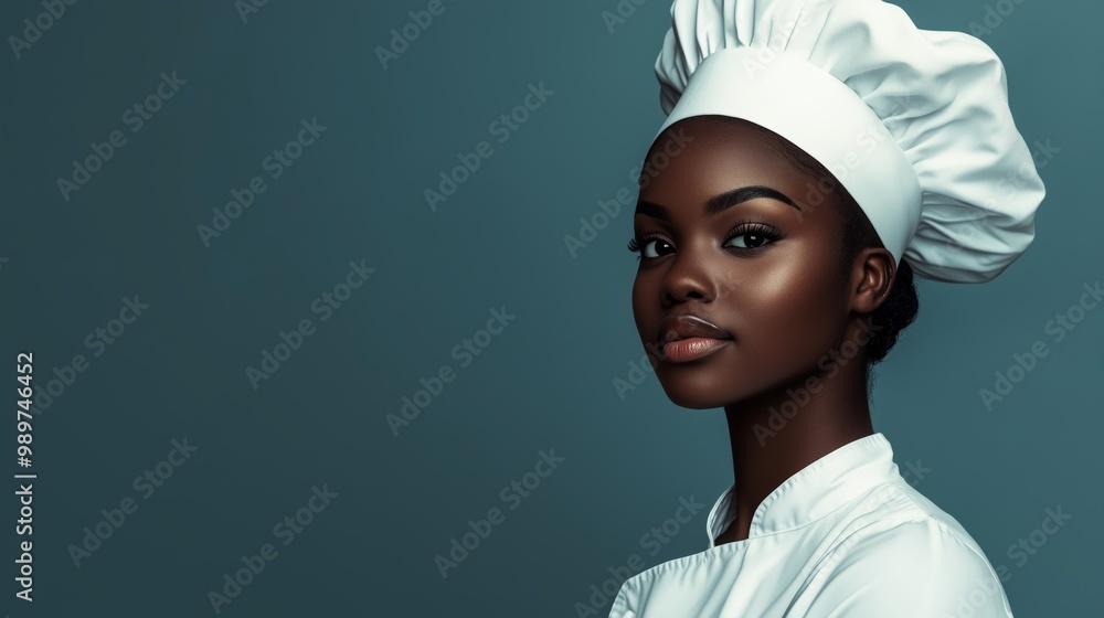 Chef standing in plain background uniform apron portrait copy space. AI generated Chef standing in plain background uniform apron portrait copy space. AI generated