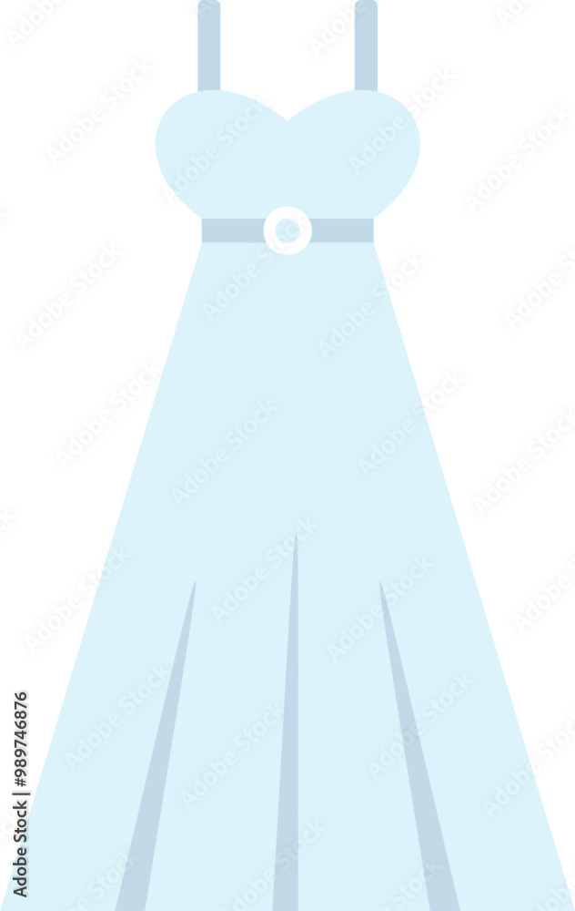 Long light blue wedding dress with belt flat icon design, a beautiful gown for a bride on her big day Long light blue wedding dress with belt flat icon design, a beautiful gown for a bride on her big day