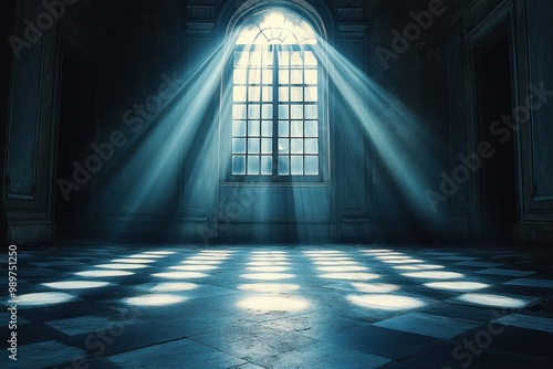 Light Beams through Window in an Old Room photo