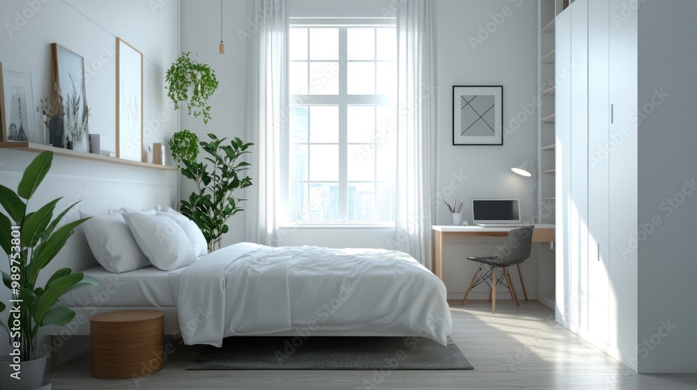 Minimalist Bedroom with White Walls and Natural Light Minimalist Bedroom with White Walls and Natural Light