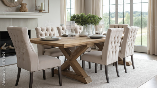 dinning room with rectangle wooden dinning table