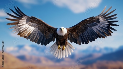 Wallpaper Mural Majestic Eagle in Flight Over Scenic Landscape Torontodigital.ca
