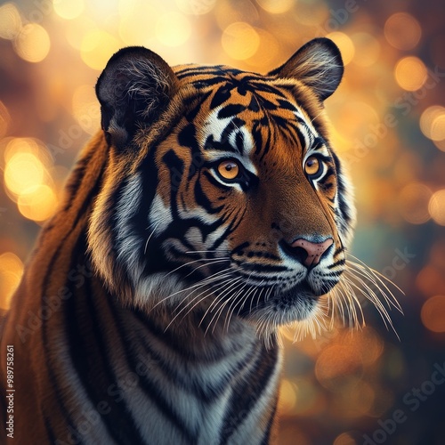 Wallpaper Mural Tiger Portrait with Bokeh Background Torontodigital.ca