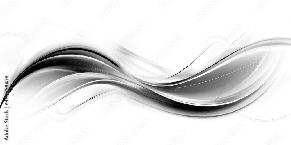 Obraz premium A sleek, abstract design featuring flowing black and white waves.