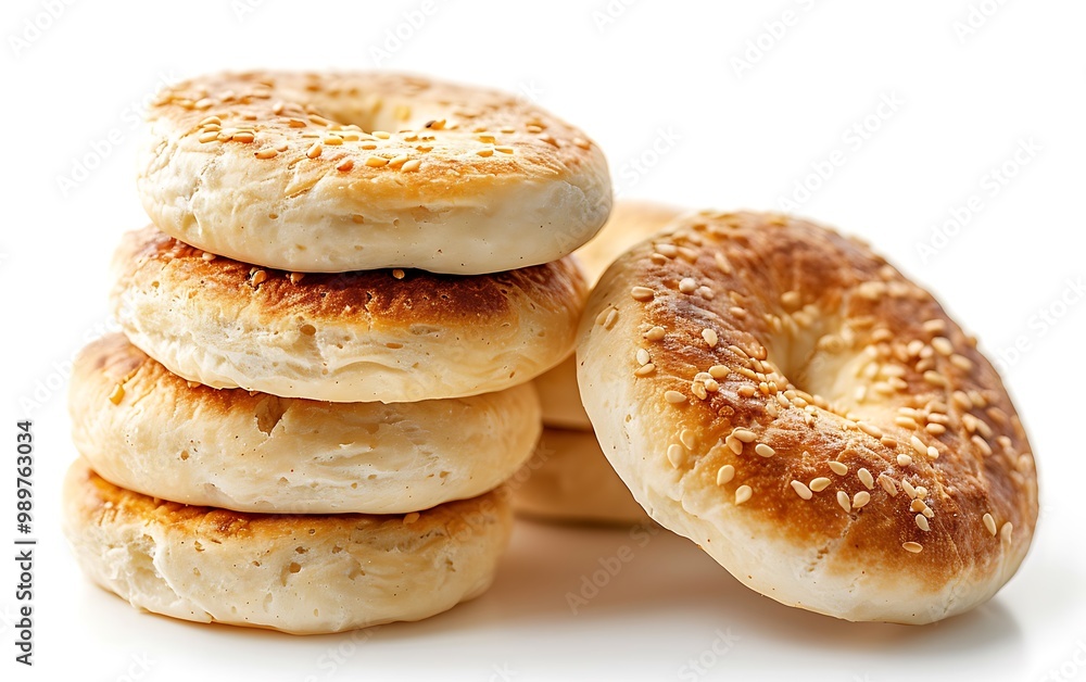 Pile English muffin wheat isolated on white background. 3D rendering. Pile English muffin wheat isolated on white background. 3D rendering.