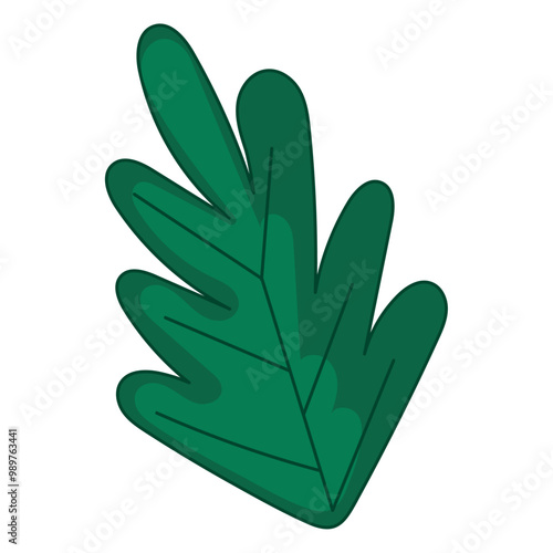 Green leafy plant illustration in a simple design, Vector