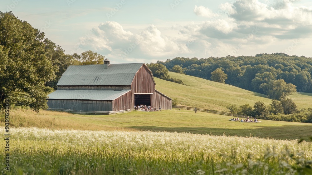 Rustic Barn in a Rolling Green Field Rustic Barn in a Rolling Green Field
