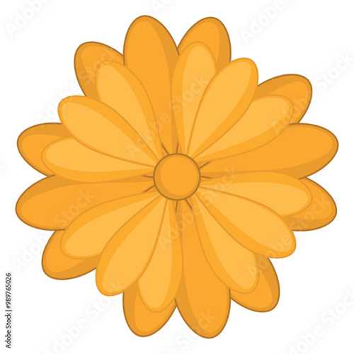 Yellow flower with layered petals in simple design, Vector