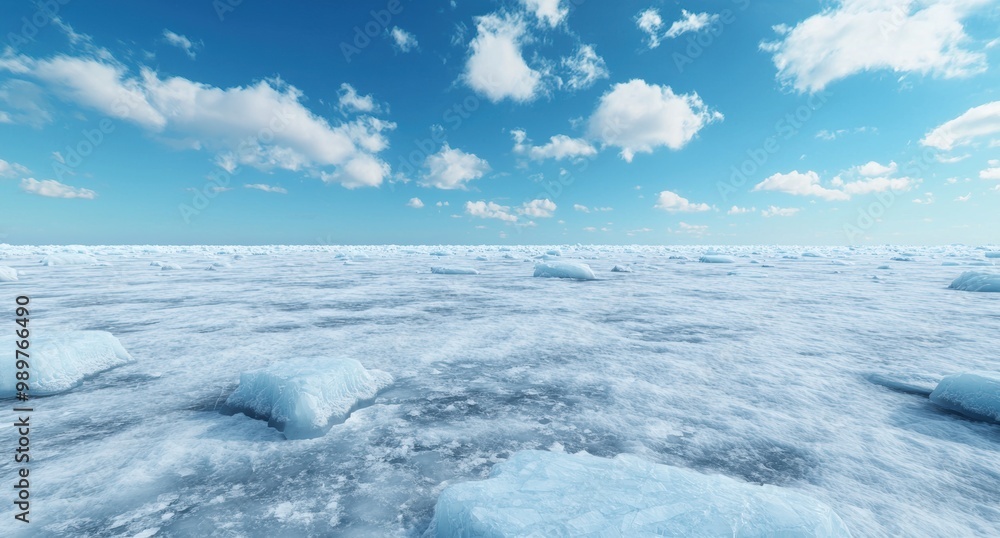 Frozen arctic landscape with icy sea and cloudy sky Frozen arctic landscape with icy sea and cloudy sky