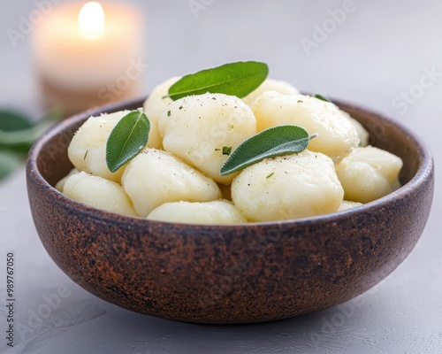 Delicious roasted potatoes with fresh sage leaves