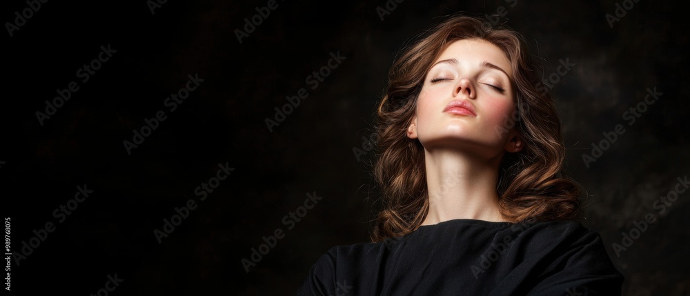 Thoughtful young woman with eyes closed Thoughtful young woman with eyes closed