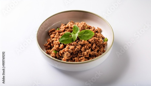 Thai Food, Larb on white background isolated.