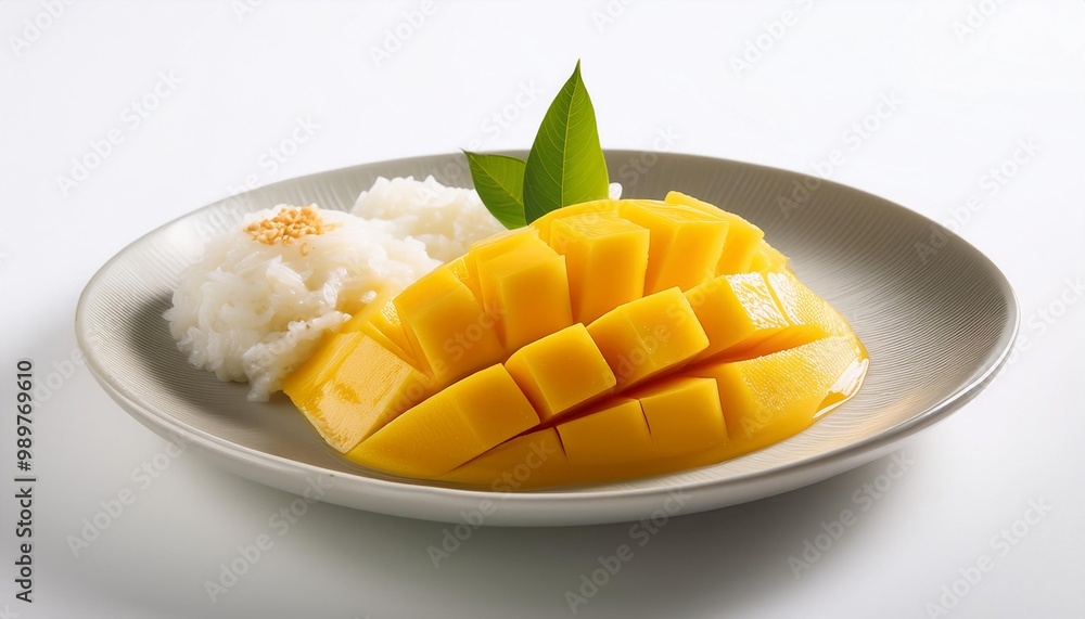 Thai Food, Mango Sticky on white background isolated. Thai Food, Mango Sticky on white background isolated.