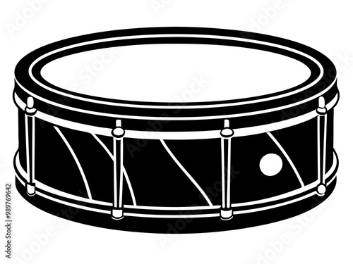 Snare Drum black silhouette icon illustration white background