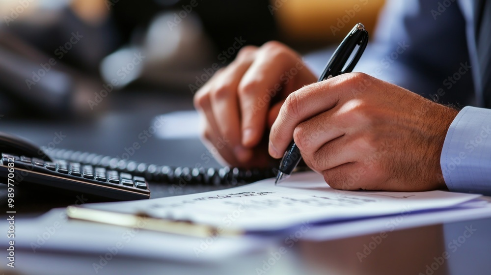 Businessman Writing on a Document Businessman Writing on a Document