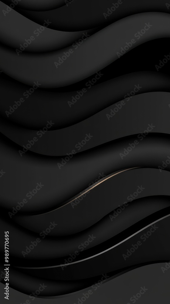 Obraz premium Abstract black waves with subtle highlights, creating a smooth, modern background design.