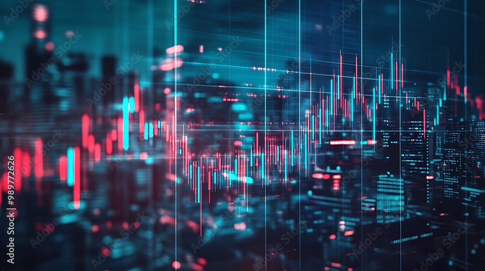 Financial Data Visualization - Cityscape Background Financial Data Visualization - Cityscape Background