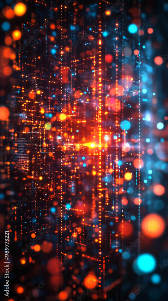 Abstract digital background with orange and blue lights. Abstract digital background with orange and blue lights.