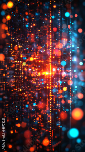 Wallpaper Mural Abstract digital background with orange and blue lights. Torontodigital.ca