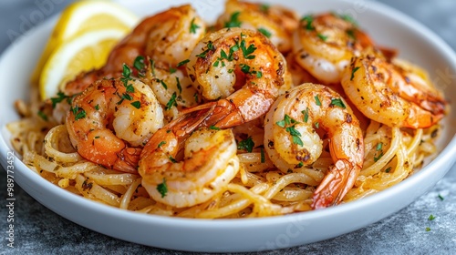 Delicious shrimp pasta dish with lemon