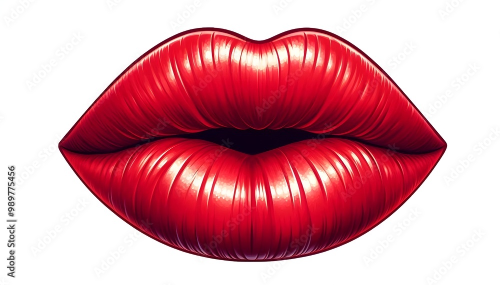 Fototapeta premium Fashion Concept. Sexy Red Lips close up. Beautiful Perfect Makeup. Beautiful red Lip Gloss. Cosmetic.mouth open, big lips. Cosmetic beauty procedures.
