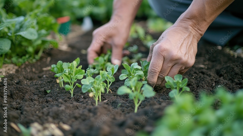Planting Seedlings in a Garden Planting Seedlings in a Garden