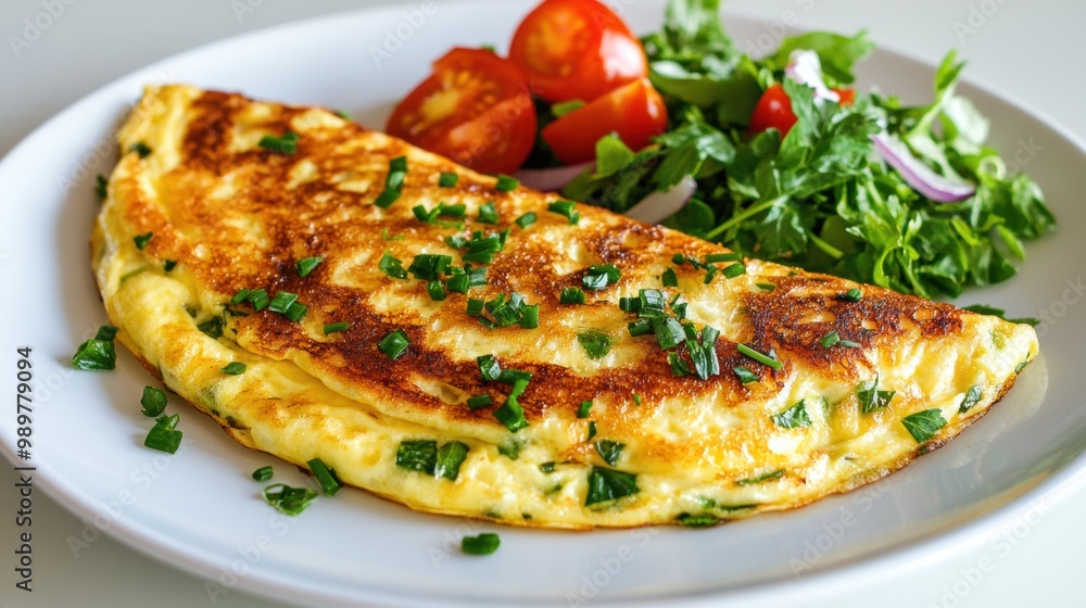 Fresh Herb Omelette with Cherry Tomatoes and Salad Fresh Herb Omelette with Cherry Tomatoes and Salad