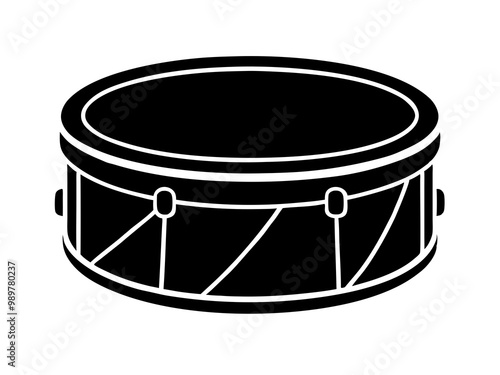 A snare drum silhouette vector,white background