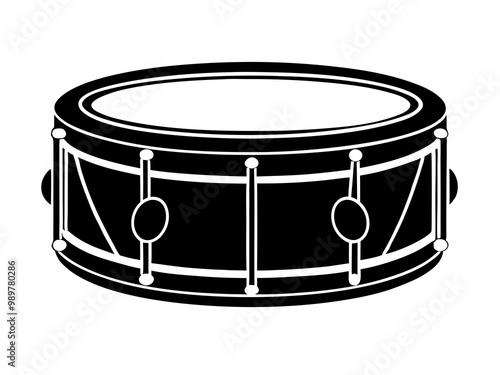 A snare drum silhouette vector,white background