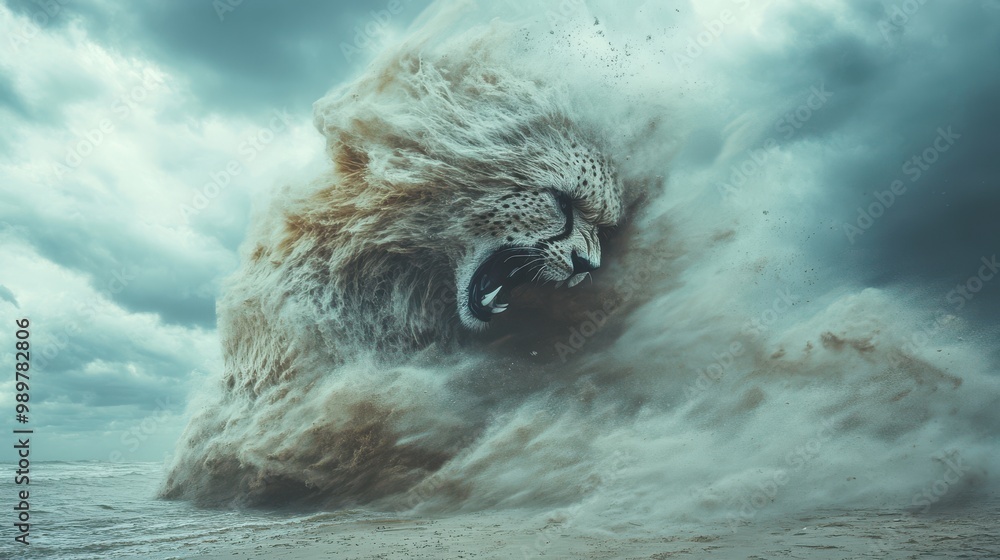 Obraz premium Cheetah Sandstorm Wild Animal Nature Abstract Art