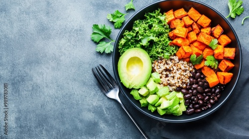 Colorful Healthy Bowl with Vegetables and Grains