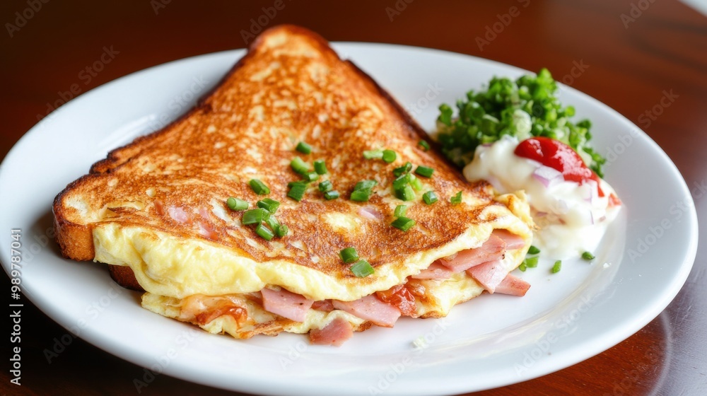 Delicious Ham Omelette with Toasted Bread and Salad Delicious Ham Omelette with Toasted Bread and Salad