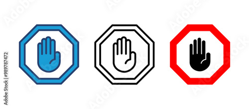 Stop icon vector. stop road sign. hand stop icon vector