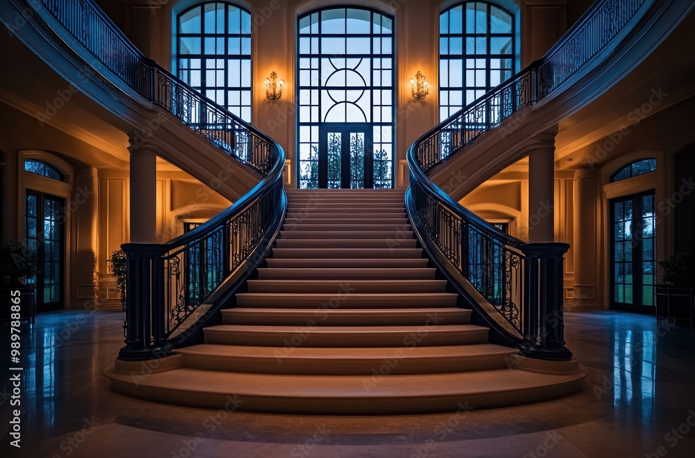 Obraz premium Elegant Grand Staircase in a Luxurious Mansion