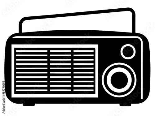 Black and white radio element silhouette icon illutration