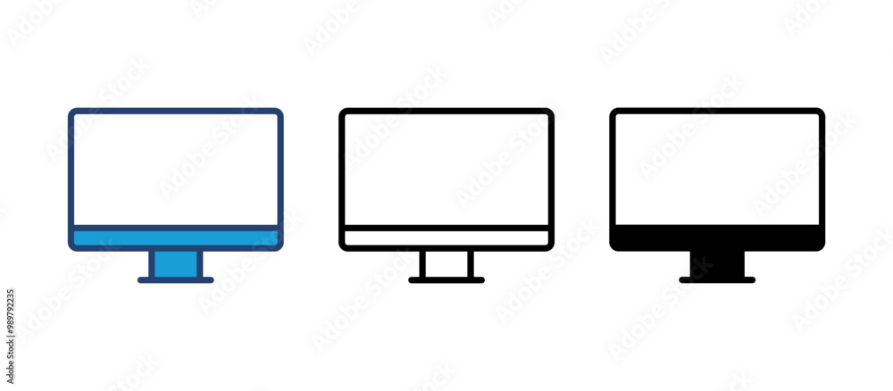 Computer icon vector. computer monitor icon vector. Computer icon vector. computer monitor icon vector.
