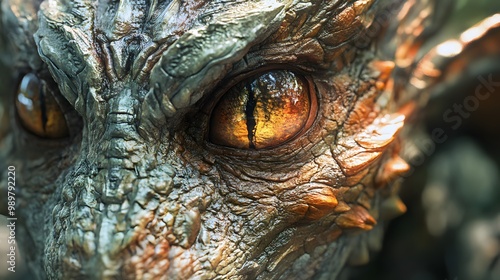 93. A close-up of a fantastical creature's face with detailed textures