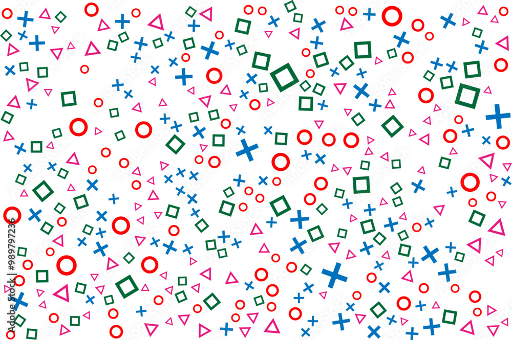 Obraz premium Simple theme game controller seamless pattern with colorful circle, cross, triangle and square.