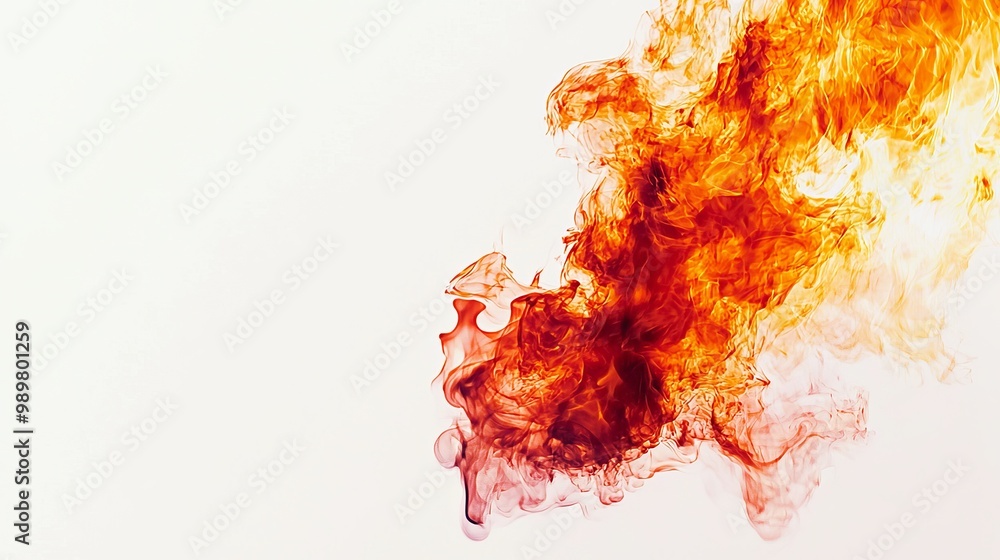 A flame with a tightly coiled structure, burning with intense red at the base and bright yellow at the tips A flame with a tightly coiled structure, burning with intense red at the base and bright yellow at the tips