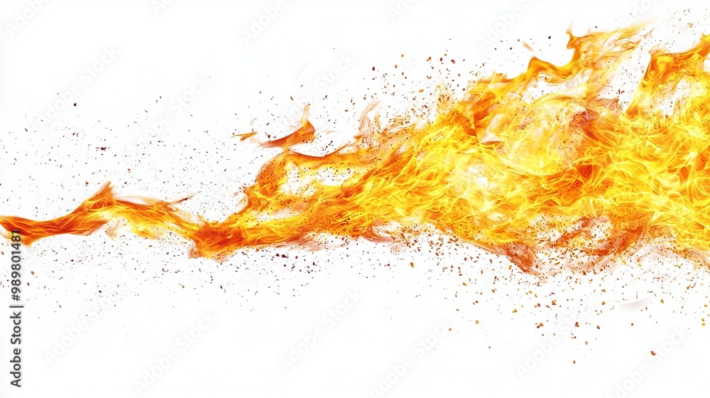 A flame with a wide, sweeping base and a sharp A flame with a wide, sweeping base and a sharp