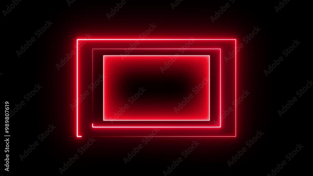 Neon shine rectangle icon animation on background. Neon shine rectangle icon animation on background.